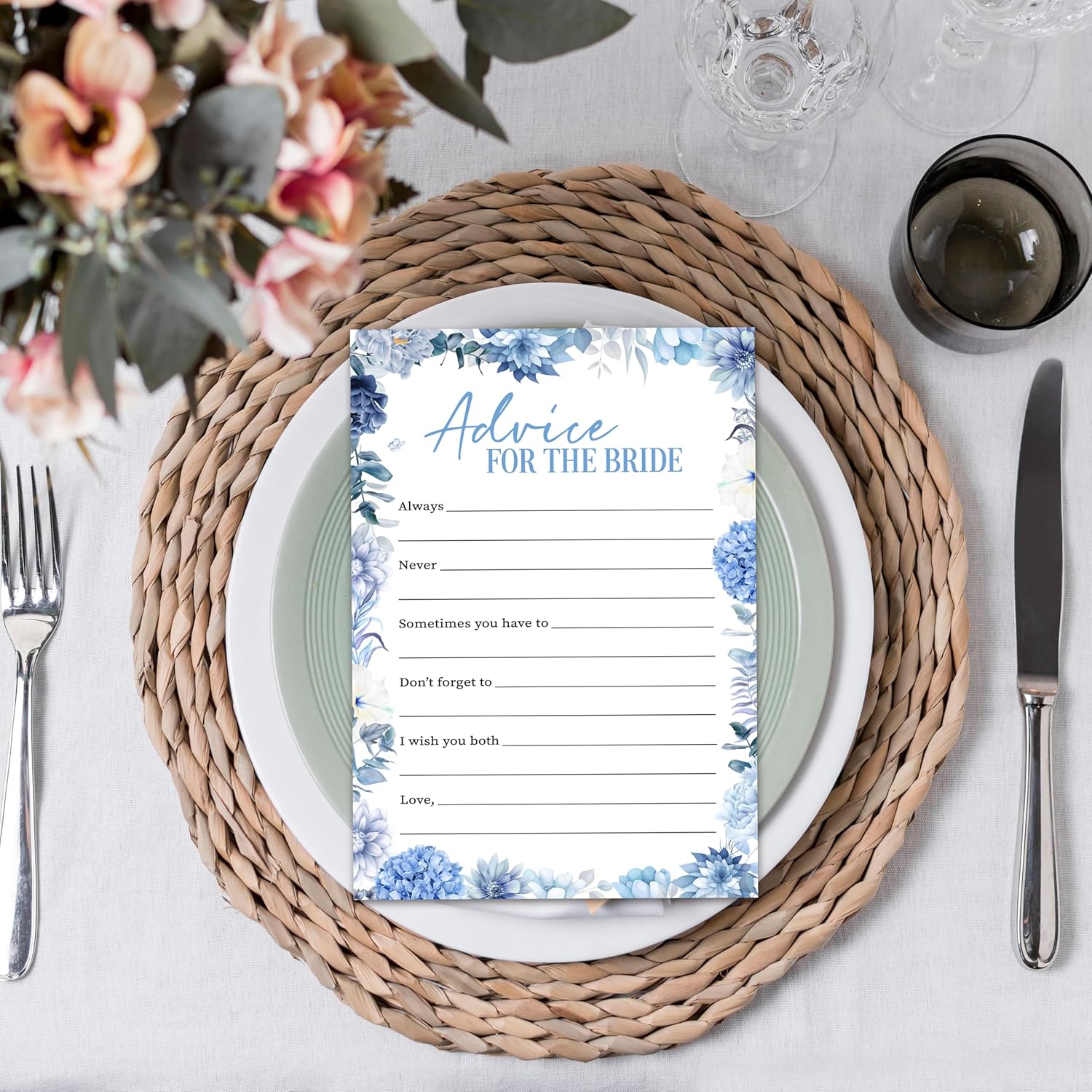 Bridal Shower Games, Blue Hydrangea Theme Wedding Shower Games, Bridal Shower Decorations Supplies Activities Ideas, Bachelorette, Engagement Party Game Cards Favors For 25 Guests -A11