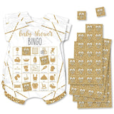 Big Dot of Happiness It’s Twins - Picture Bingo Cards and Markers - Gold Twins Baby Shower Shaped Bingo Game - Set of 18