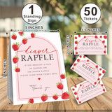 B10 Strawberry Arch Diaper Raffle Game Kit, 50 Tickets & Standing Sign, Decoration For Baby Shower, Gender Reveal, Baby Announcement, Party Favor & Decorations