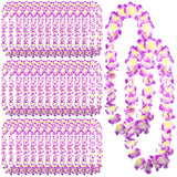 50 Counts Hawaiian Leis Necklace Tropical Flower Leis For Luau Party Artificial Flowers Neck Loop For Decoration Beach Birthday Wedding Dance Garland Headbands (Purple)