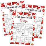 Strawberry Find The Guest Bingo Game, Baby Shower Games, Pack Of 30 Game Cards, Gender Neutral Boy Or Girl - Fa13