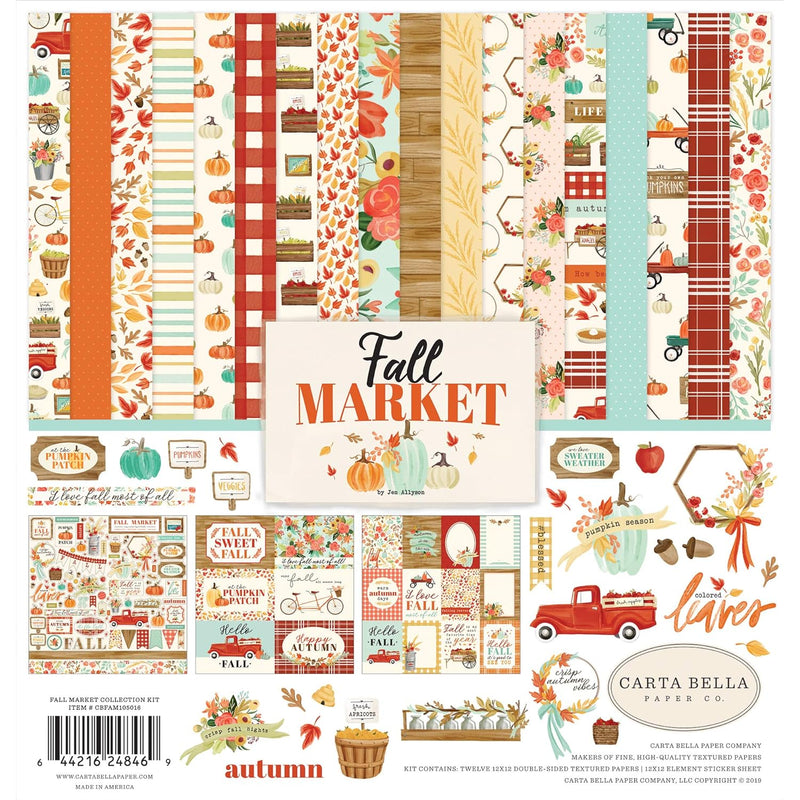 Paper Company Fall Market Collection Kit Paper, Orange, Red, Teal, Cream, Brow