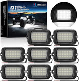 Q1 Max White Rock Lights 8 Pod Super Bright Underglow Light Kit IP68 Waterproof for Truck ATV UTV Golf Cart