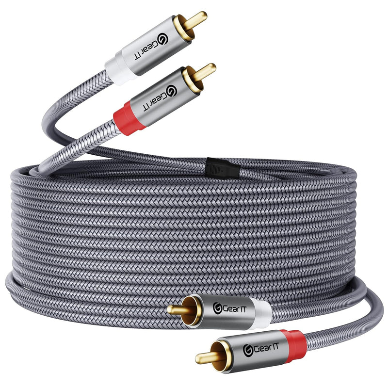 GearIT RCA Cable (50FT) 2RCA Male to 2RCA Male Stereo Audio Cables Shielded Br