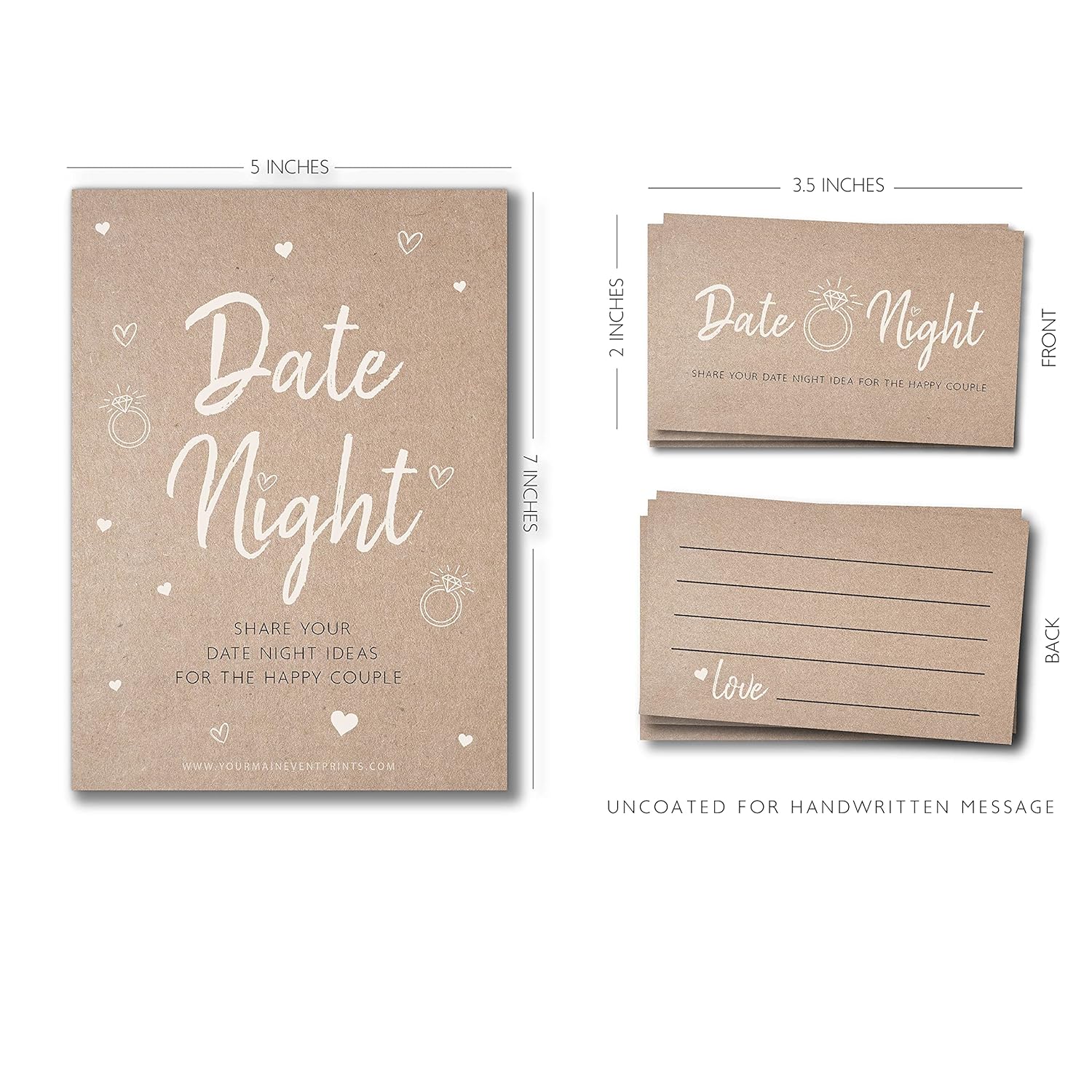 Bridal Shower Games, Fun Activities, Kraft Minimalist Style (Date Night Game)