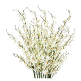 Orchids Artificial Flowers, 10 Bunches Fake Silk Flowers For Decoration, Long Stem Artificial Flowers For Tall Vase Home Decor Indoor - White