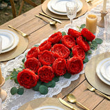 36 Pack Artificial Austin Rose Peonies 4.7 Inch Real Touch Fake Flowers Silk Flowers Faux Fabric Peony With Stems And Leaves For Wedding Centerpiece Home Table Decor Party(Burgundy)