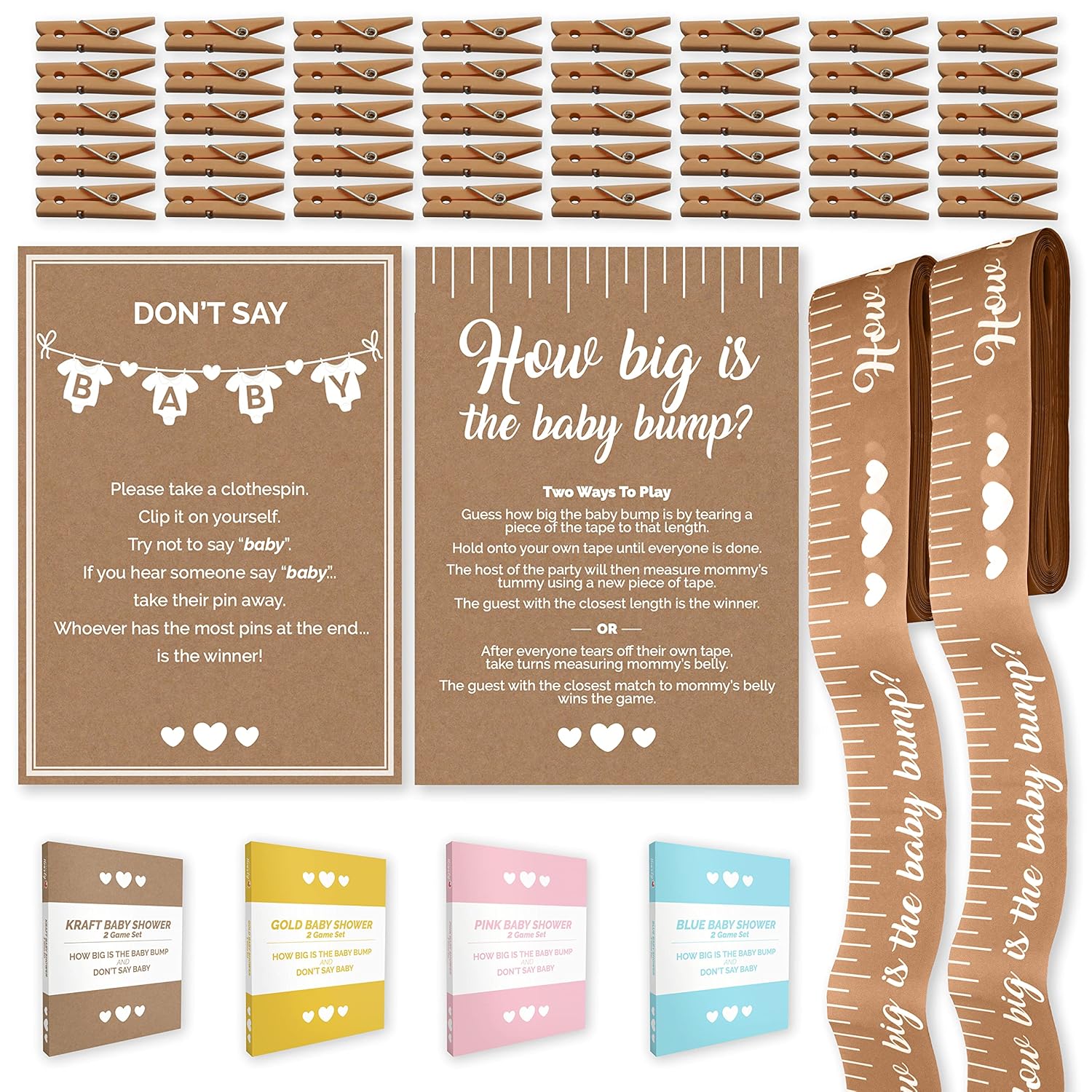 Funny Baby Shower Games For Girl Or Boy, Set Of 2: How Big Is The Bump & Don'T Say Baby, Kraft