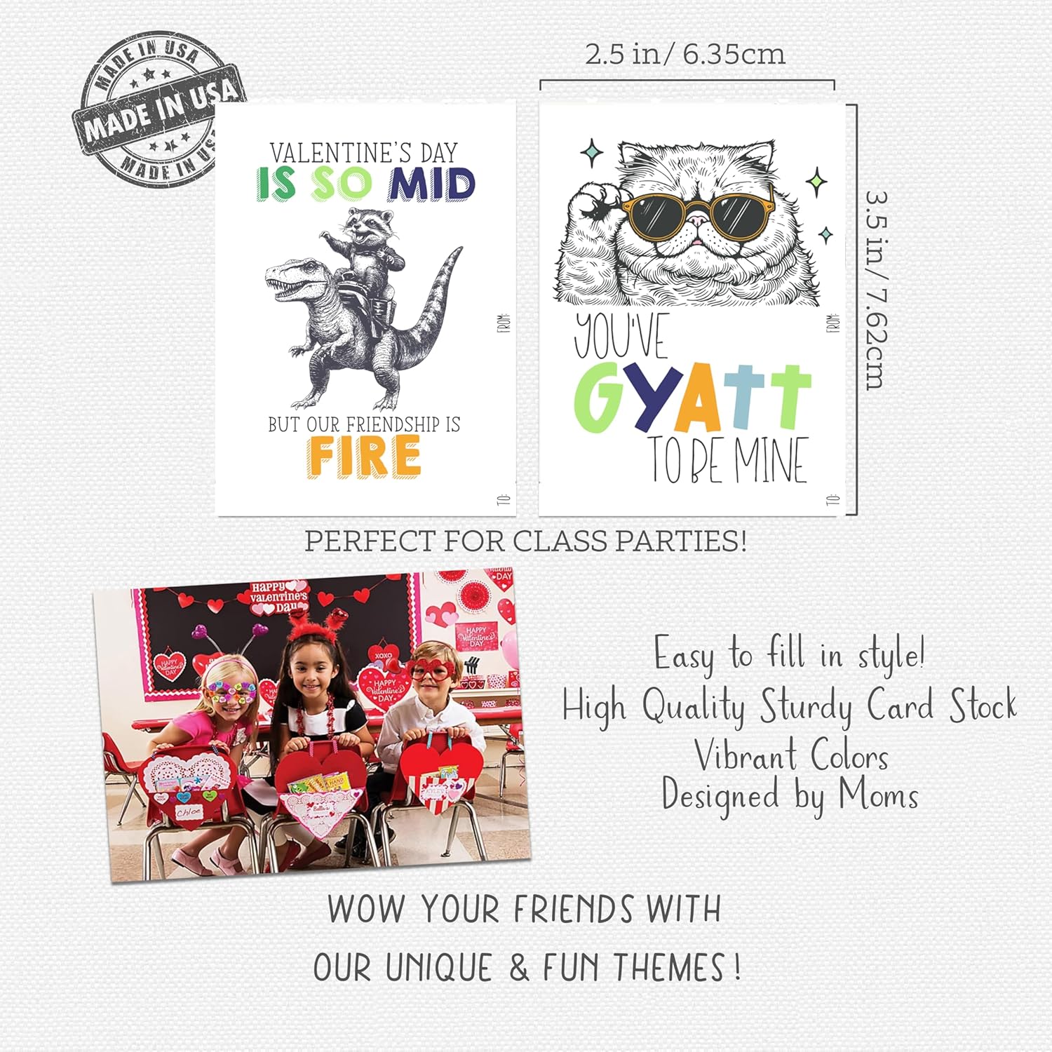 Animal Retro Hip Hop Slang Themed Valentine'S Day Classroom Sharing Card Set Of 24, You'Ve Got That Rizz Bruh
