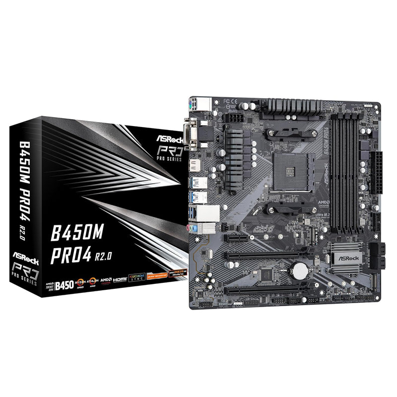 ASROCK B450M PRO4 R2.0 Socket AM4/ AMD B450/ DDR4/ SATA3&USB3.2/ M.2/ Micro AT