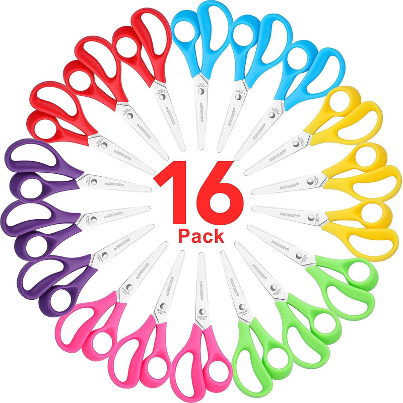 Scissors, 5.5" Multipurpose Scissors Bulk 16-Pack, Right/Left Handed C