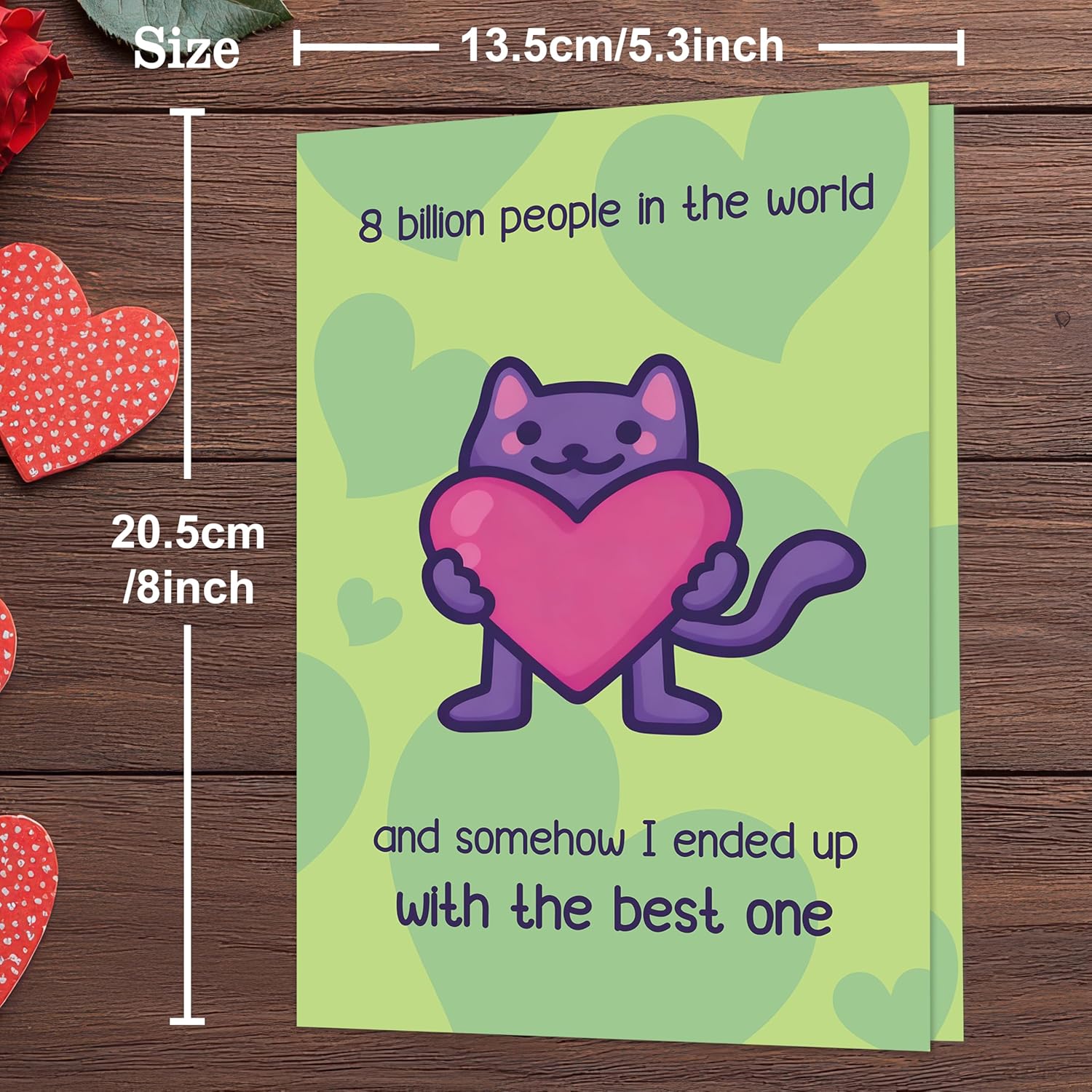 Funny Valentines Day Card,Valentines Day Cards Gifts For Him Her,Valentines Day Card For Husband Wife Boyfriend Girlfriend Fiance Fiancee Men Women With Cute Cat Holding Heart Design