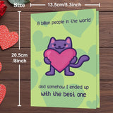Funny Valentines Day Card,Valentines Day Cards Gifts For Him Her,Valentines Day Card For Husband Wife Boyfriend Girlfriend Fiance Fiancee Men Women With Cute Cat Holding Heart Design