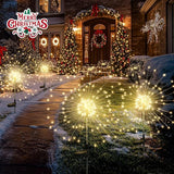 4 Pack Solar Garden Lights 120 LED Warm White Fairy Firework Lights for Yard Pathway Patio Outdoor Decor