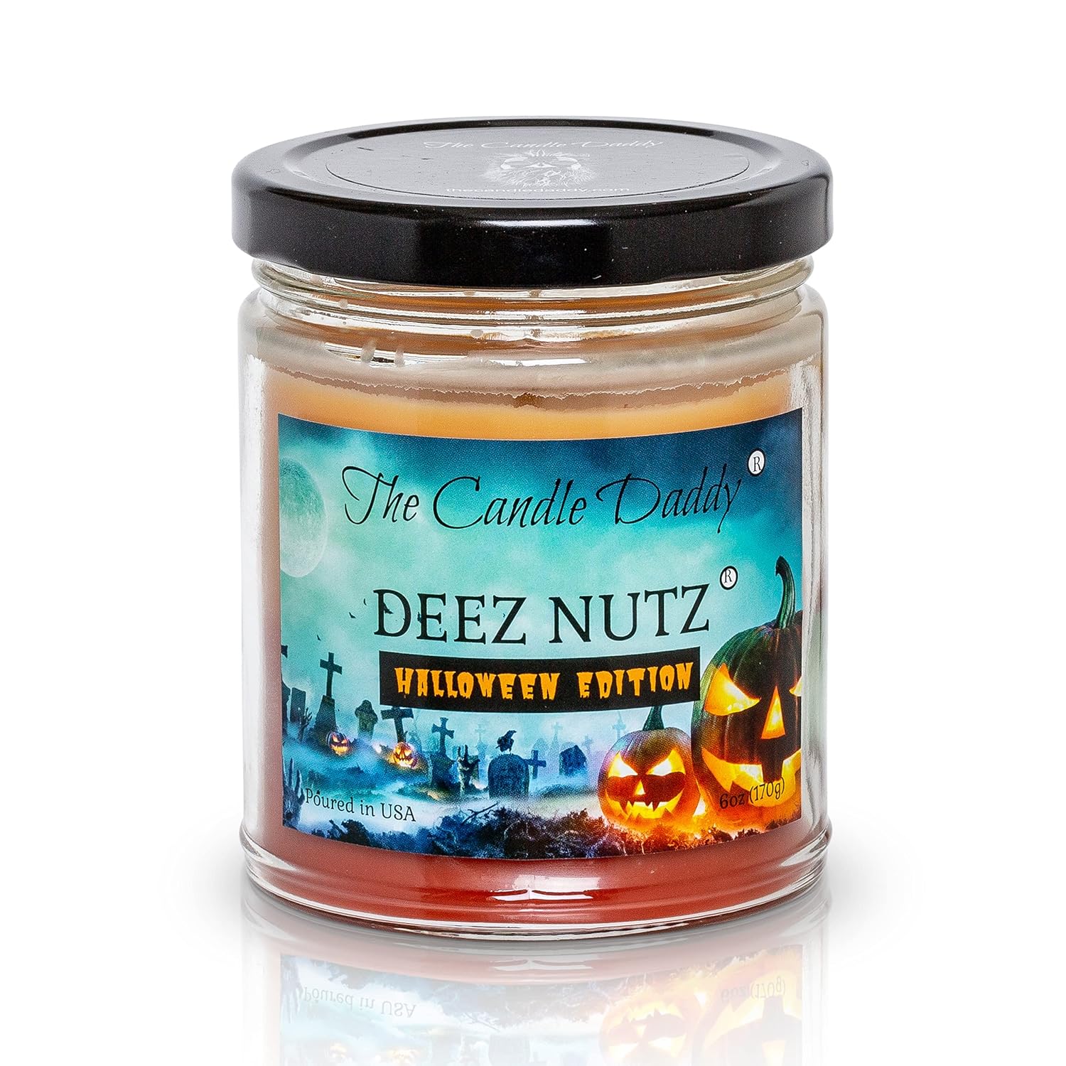 Deez Nutz - Halloween Edition - Banana Nut Bread Scented 6 Ounce Jar Double Pour Candle- 40 Hour Burn Time