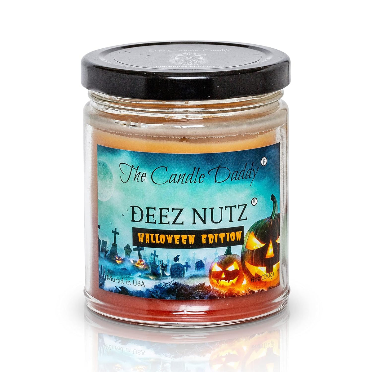 Deez Nutz - Halloween Edition - Banana Nut Bread Scented 6 Ounce Jar Double Pour Candle- 40 Hour Burn Time