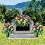 Artificial Cemetery Flowers Saddle-Shaped Tombstone Decorations Non-Fading Uv-Resistant?Yellow+Purple+Brilliant Red Saddle?