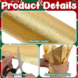 2 Roll 10 Yard Floral Foil Plant Pot Covers,Matte Texture Christmas Plant Pot Foil,Golden Floral Pot Wrapping Paper For Christmas Home Flower Pot Diy Decor