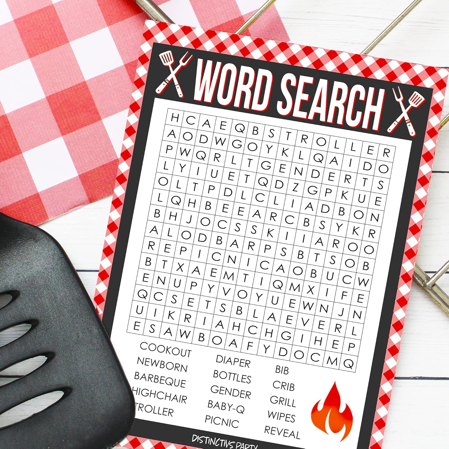 Baby Barbecue Gender Reveal Party Word Search Game, Bbq Bun In The Oven Baby Shower Game - 20 Player Cards
