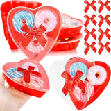 30 Pcs 22 Oz Valentine'S Day Heart Shaped Containers With Red Bows Plastic Heart Shaped Box With Clear Lid Food Storage Containers For Valentine Fruit Vegetable