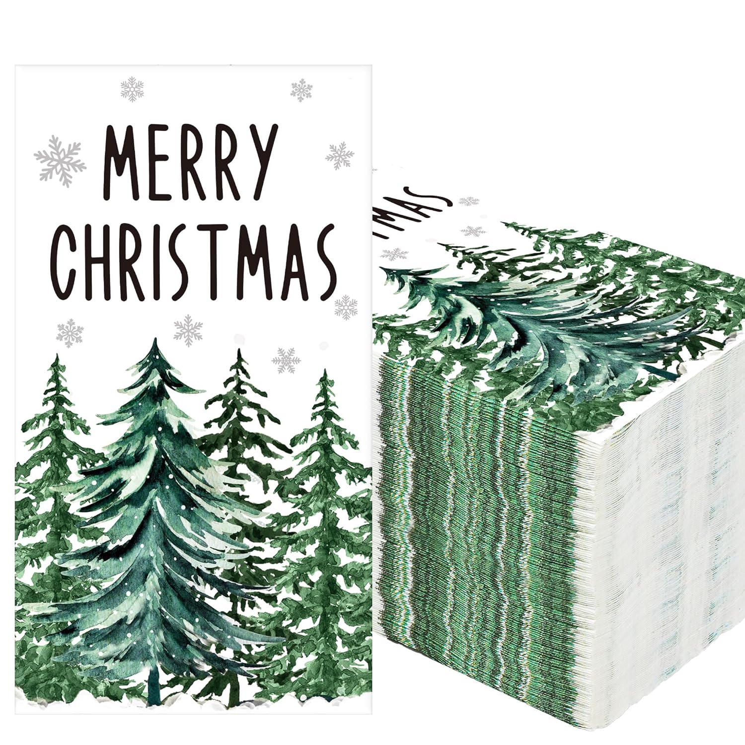 100 Pcs Christmas Guest Napkins Disposable Xmas Tree Paper Napkin Merry Christmas Decorative Party Dinner Hand Towels For Xmas Winter Bathroom Kitchen Holiday Party Supplies