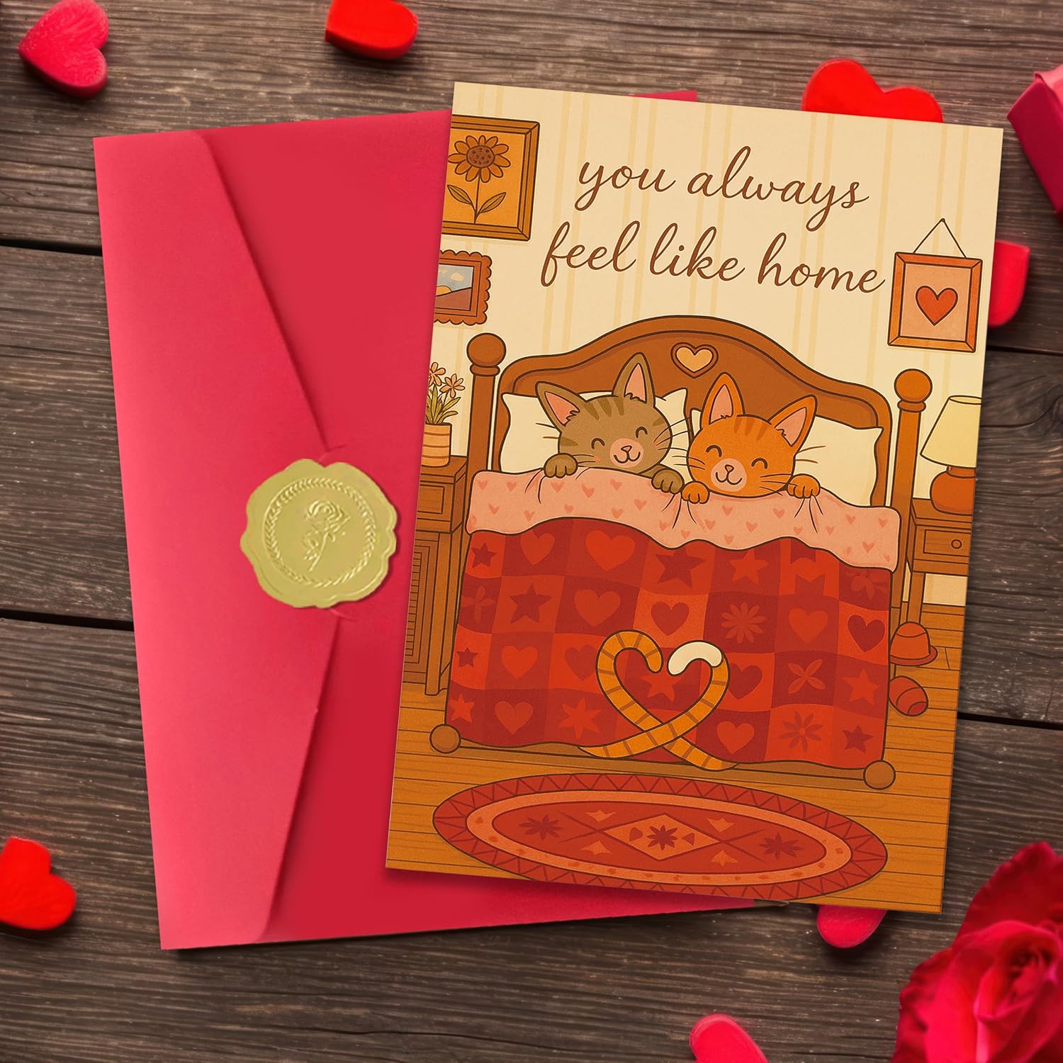 Cat Valentines Day Card,Valentines Day Cards Gifts For Him Her,Valentines Day Card For Husband Wife Boyfriend Girlfriend Fiance Fiancee Men Women With Cute Cat Design