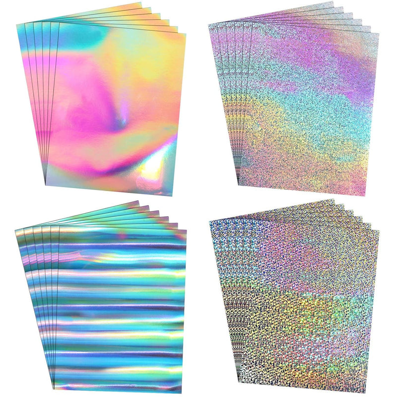 60 Sheets Metallic Holographic Card Stock Glitter Shiny Iridescent Mirror Pape