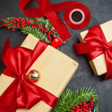 Red Ribbon 1 1/2 Inch, 30 Yards Red Ribbon For Gift Wrapping, Polyester Satin Christmas Ribbon For Wedding Xmas Tree Valentines Day Decorations Diy Bows Wrapping Bouquet Floral Arrangements