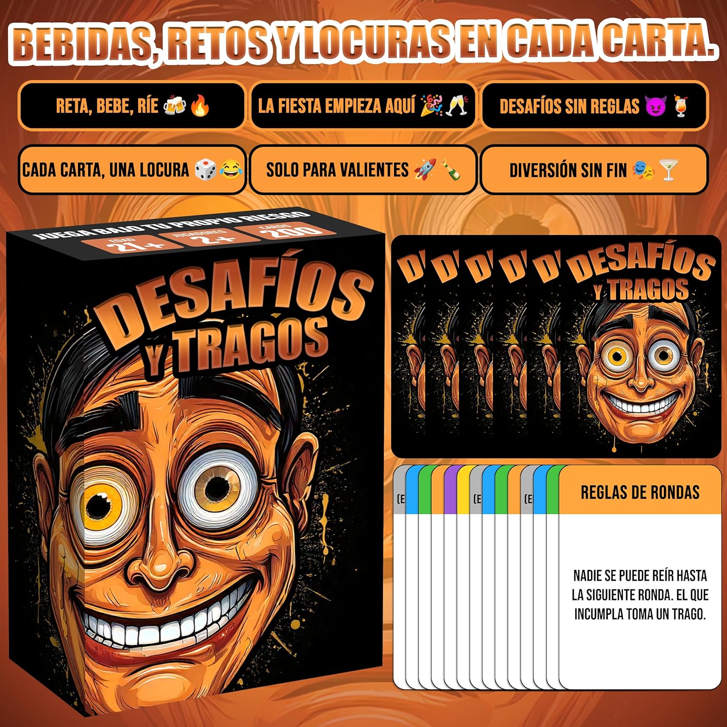 Desafíos Y Tragos – Juego De Cartas Para Adultos | Juegos De Mesa En Español Con Alcohol | Drinking Game Para Fiestas, Bachelorette, Parejas, Cumpleaños | Tragos Y Retos Latinos Divertidos