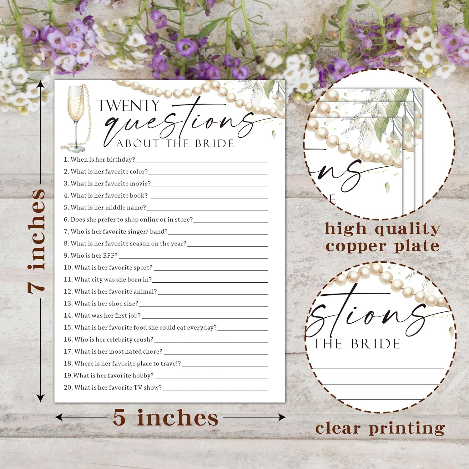 Minimalist Bridal Shower Games, Twenty Questiong About The Bride, Engagement Party Games, Wedding Shower For 25 Guests, Wedding Advice Cards, Bridal Shower Decorations-B12