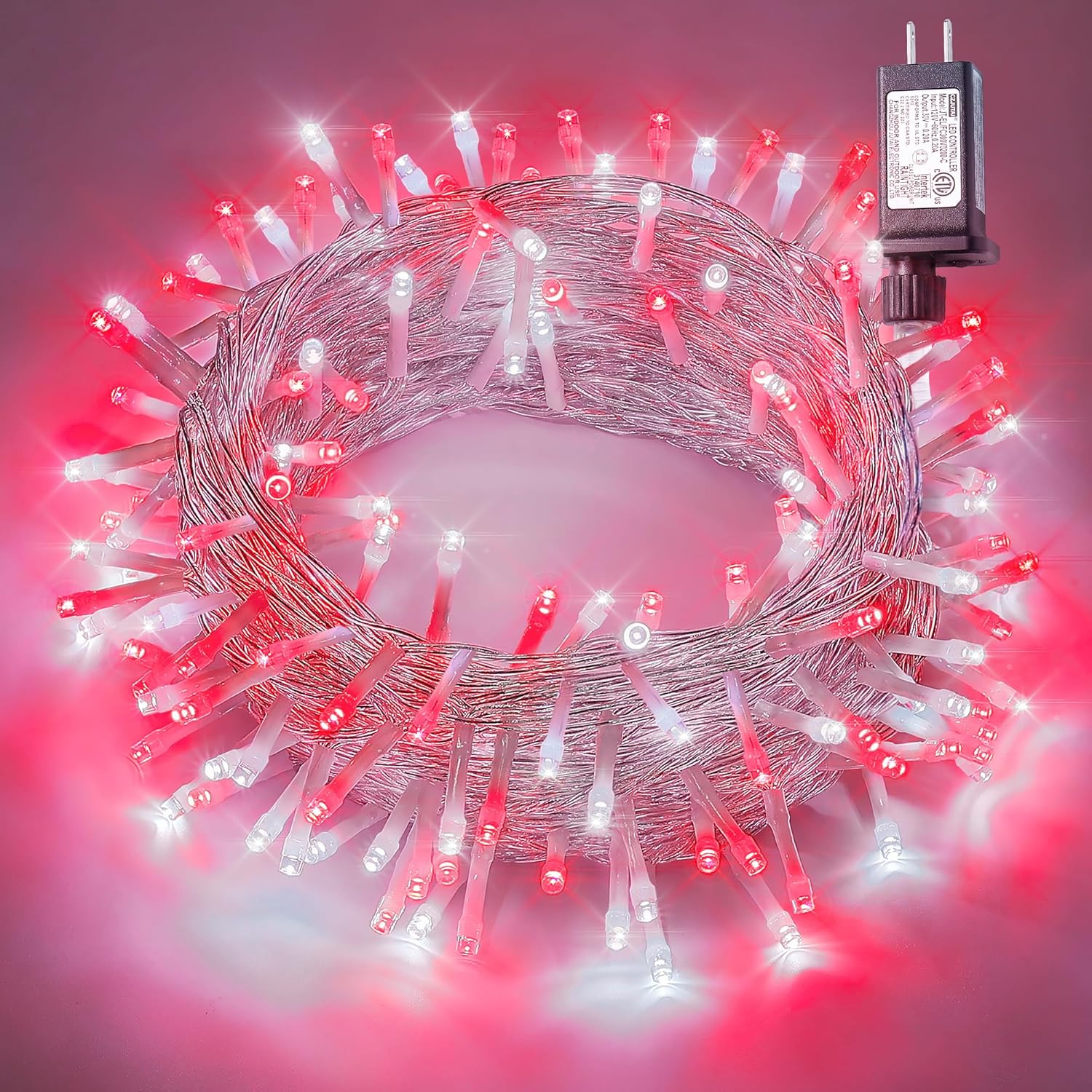 33Ft 100 Led String Lights,Waterproof Twinkle Fairy Lights Plug In With 8 Modes, Christmas Lights Clear Wire For Wedding