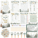 424Pcs Winter Baby Shower Game Set-8 Games Baby It'S Cold Outside Winter Wonderland Snowflake Decorations, Includes Bingo Word Scramble Fun & Easy To Play How Big Is Mommy'S Belly, Don'T Say The Word