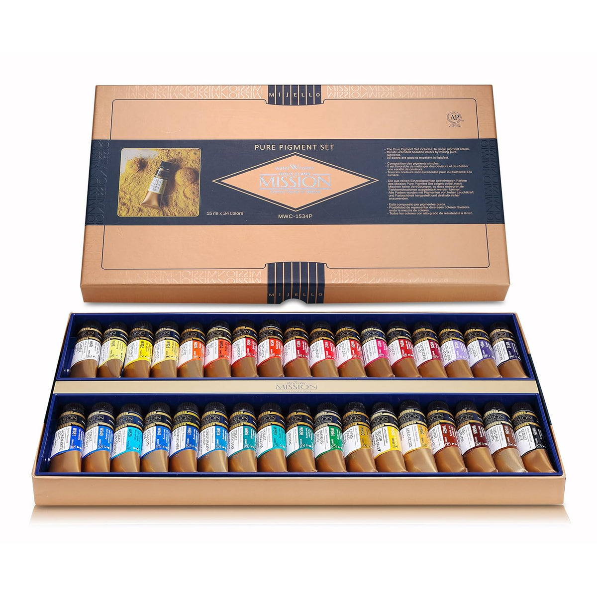 Mission Gold Class Pure Pigment Water Color Mwc-1534P, 15Ml 34 Colors