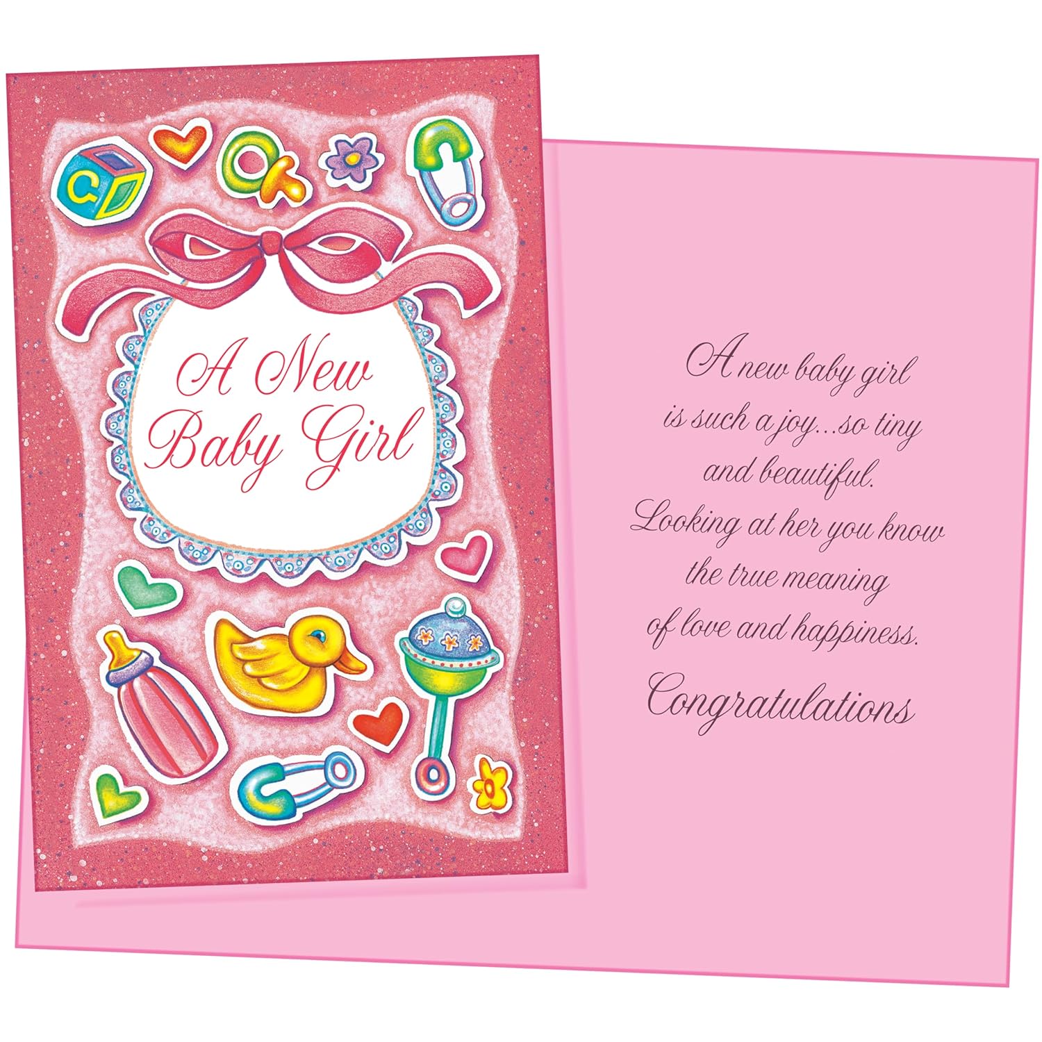 - New Baby Girl Card - Made In Usa - Perfect Size: Opens To A Generous 10? × 7.75? - Precious - 96265