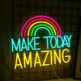 Make Today Amazing Neon Sign Rainbow LED Wall Light USB Dimmable Decor for Bedroom Classroom Café