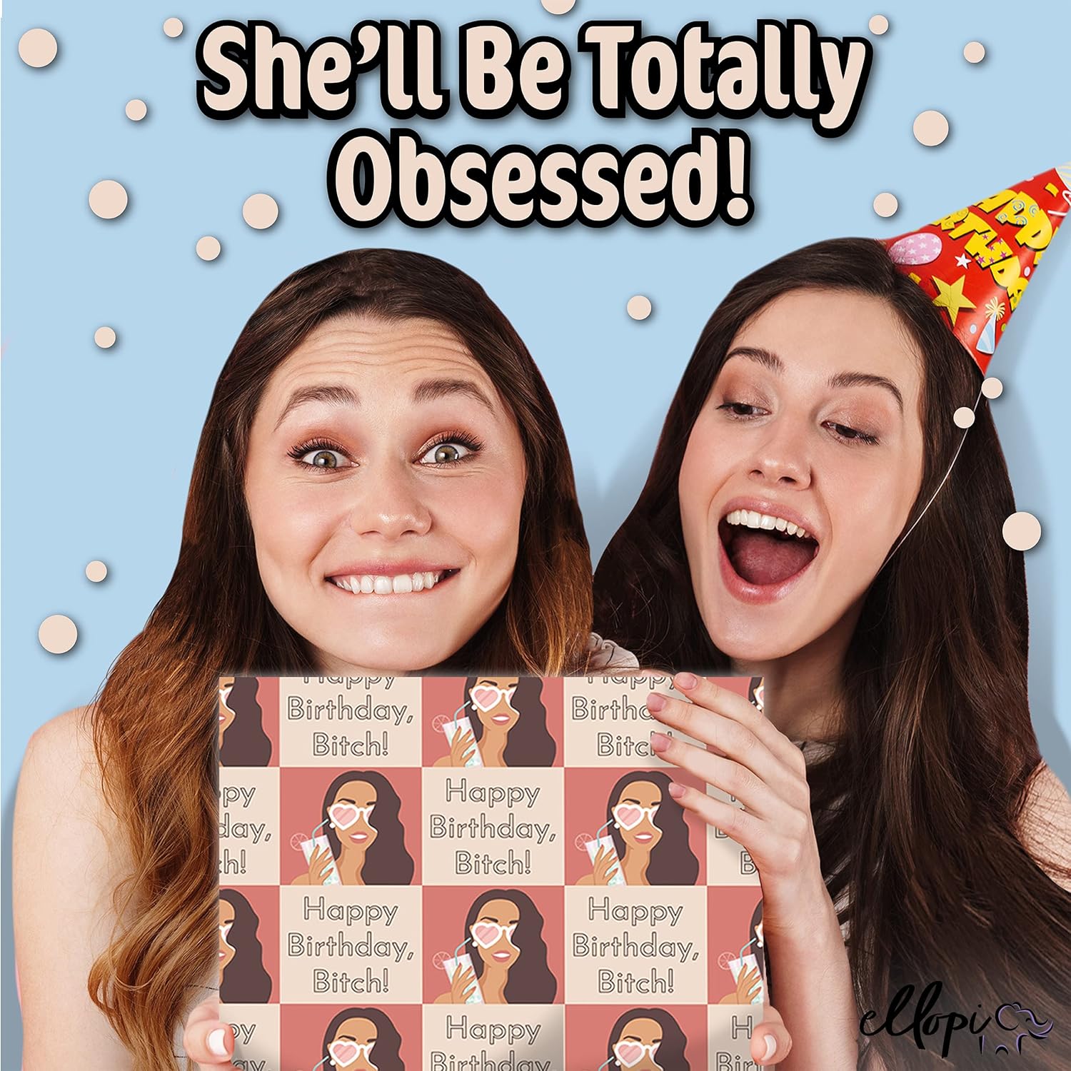 Super Cute Funny Happy Birthday Girl 20X30 In Wrapping Paper Sheets 3 Pk. Recyclable Novelty Design Squares Great For Friends. Unique Folded Heavy Duty Gift-Wrap Papers For Women’S Bday Gifts.