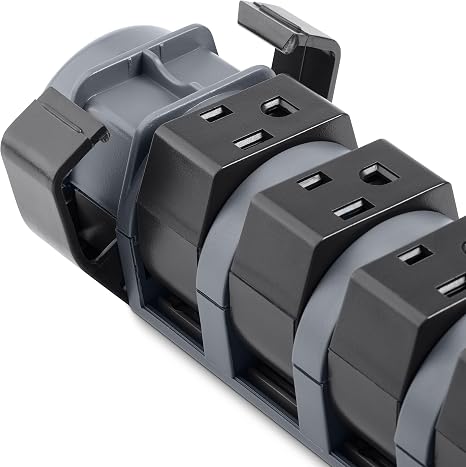 8 Outlet Pivot Plug Power Strip Surge Protector 1800J 6Ft Cord Gray