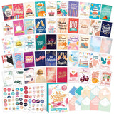 50 Pack Gold Foiled & Glittery 5X7In All Occasion Cards Assortment Box With Envelopes & Stickers, 50 Unique Designs For Friends, Family And Loved Ones With Printed Message - Gifting, Mailing