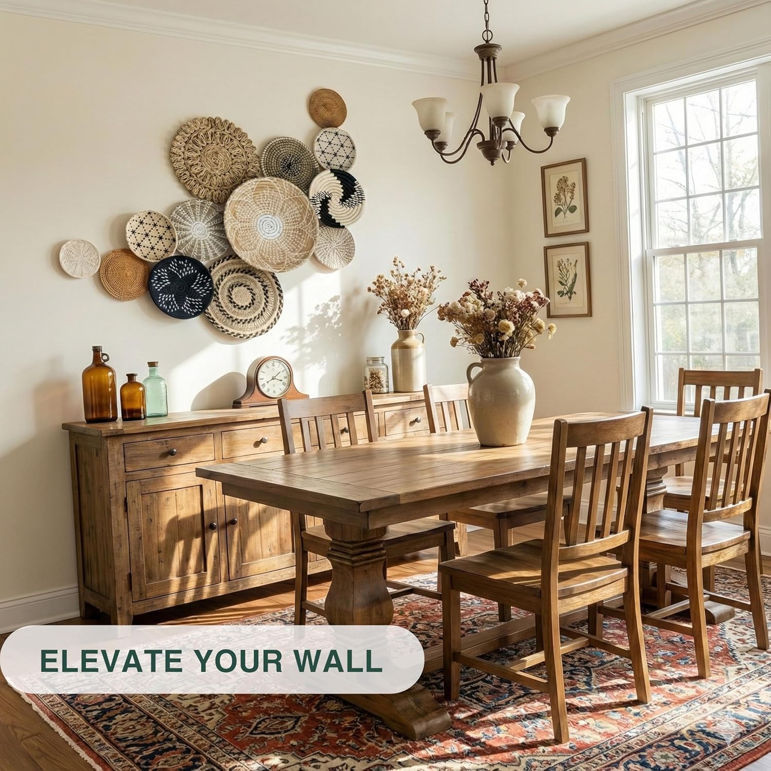 Boho Wall Basket Decor, Set13-Piece Natural Seagrass Woven Baskets For Gallery Wall, Rustic Bohemian Home Decor, Lightweight Hanging Baskets For Living Room Bedroom Entryway