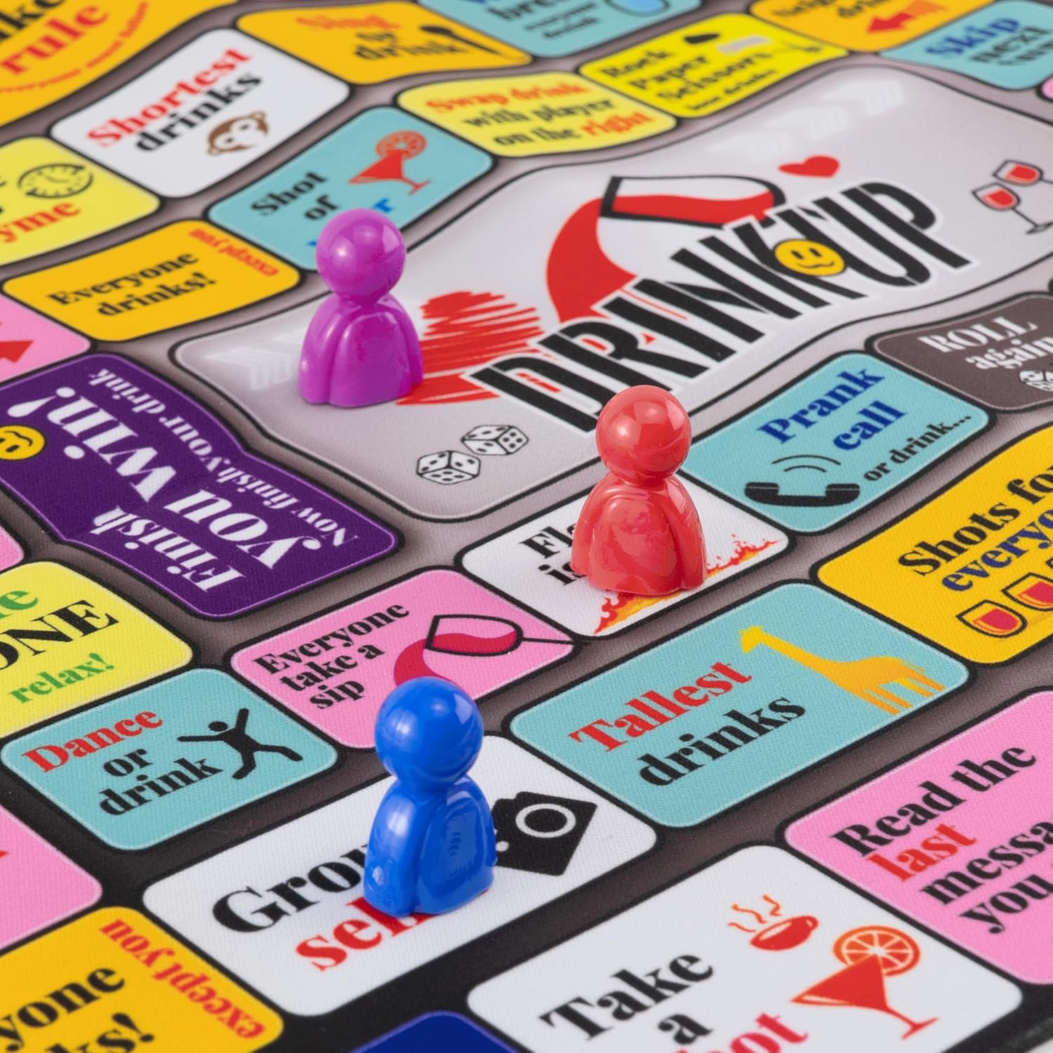 Get The Party Started With Drinking Up – The Exciting Drinking Board Game For Adults! Ideal For Game Nights, Bachelorette Celebrations & Birthdays (2-8 Players, Ages 19+) (Colorful)