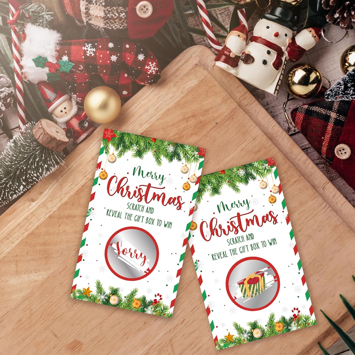 3.5"X2.1" Merry Christmas Scratch Cards - Scratch To Win Game Cards - 40 Christmas Lottery Game - For Xmas Parties,Family Gatherings,Increase The Game Atmosphere Prizes Activity - A01