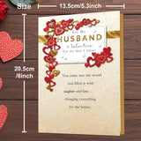 Valentines Day Card For Husband,Valentines Day Cards Gifts For Him,Valentines Card For Husband Men With Luxury Gold Red Heart Design