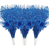 24 Pack Christmas Tree Ornaments - Artificial Flowers Glitter Berry Stems Christmas Floral Picks Branches For Xmas Tree Decorations Vase Filler Holiday Wedding Party Home Decor (Blue)