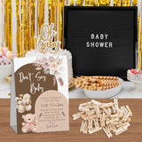 Boho Bear Baby Shower Games, Don'T Say Baby Game For Baby Shower (One Sign With 50 Mini Clothespins), Floral Bear Balloon Theme Baby Shower Decorations, Gender Reveal Game-Dsbb19