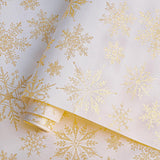 Gold Christmas Wrapping Paper Roll - White Gold Xmas Snowflake Design For Holiday Winter Parties(Gold Snowflake, 17 Inches X 16.5 Feet)