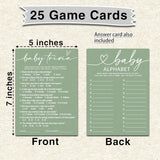 Hilarious Baby Shower Game Cards Ideas, 5" X 7" Double-Sided Baby Shower Games For Girl Or Boy, Green Minimalism Gender Reveal Party Supplies - D07