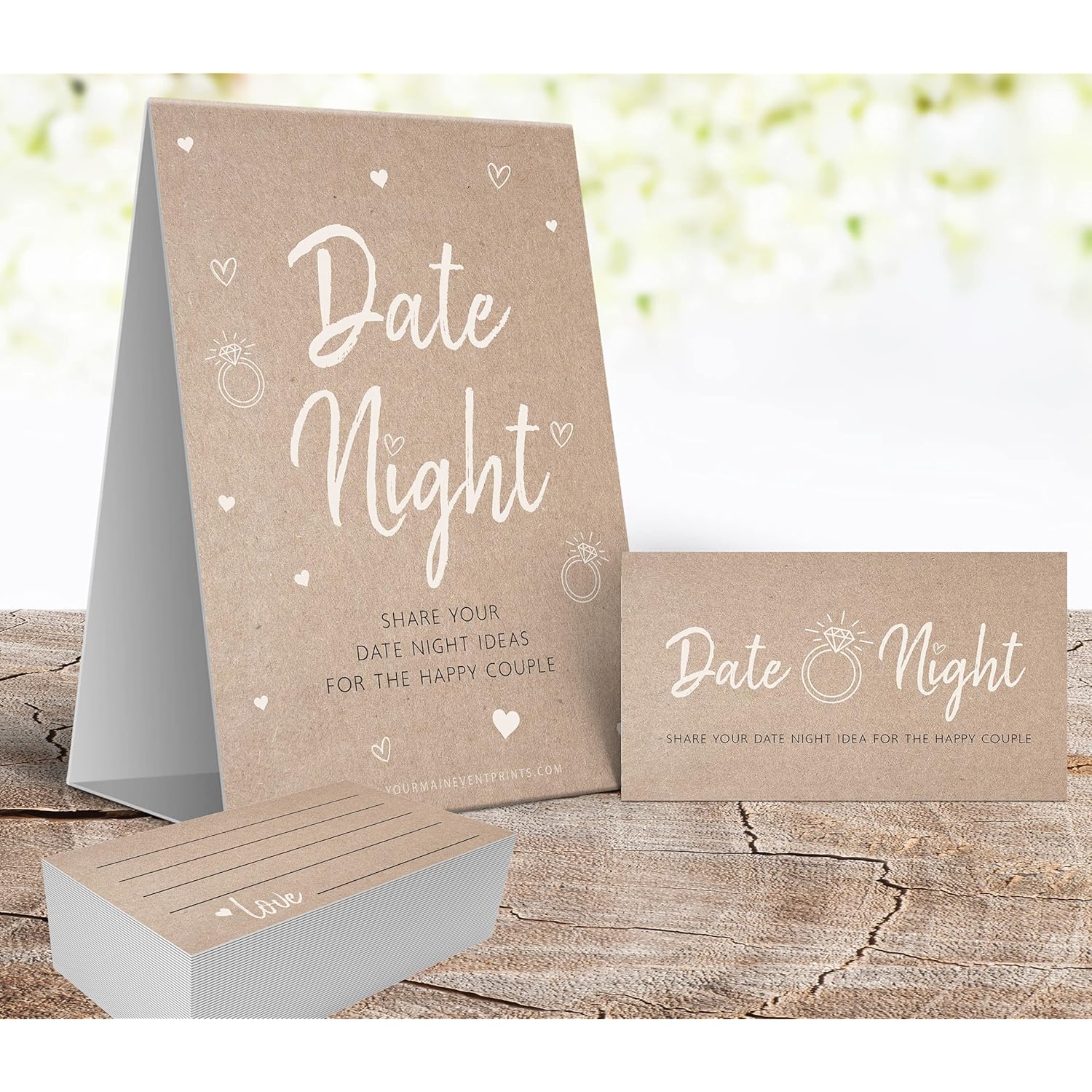 Bridal Shower Games, Fun Activities, Kraft Minimalist Style (Date Night Game)