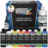 Pouring Masters 8 Color Ready-To-Pour Acrylic Pouring Paint Set, With Silicone Oil & Gloss Medium, 8Oz Bottles For Canvas & Crafts