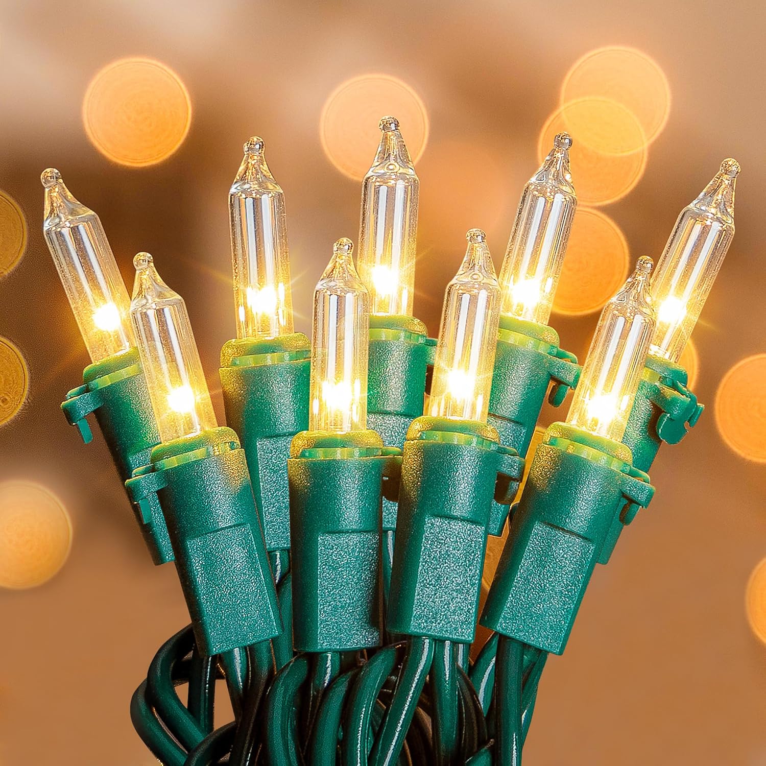 White Christmas Lights,100 Count Clear Mini Lights Incandescent Christmas Tree String Lights, Connectable For Christmas