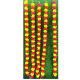 5 Pc - 5 Feet Marigold Garland |Indian/American Wedding Party Mantle Decoration, Faux Garlands Wedding Garland, Diwali Decoration, Spring Bush Floral! (Magenta And Yellow)